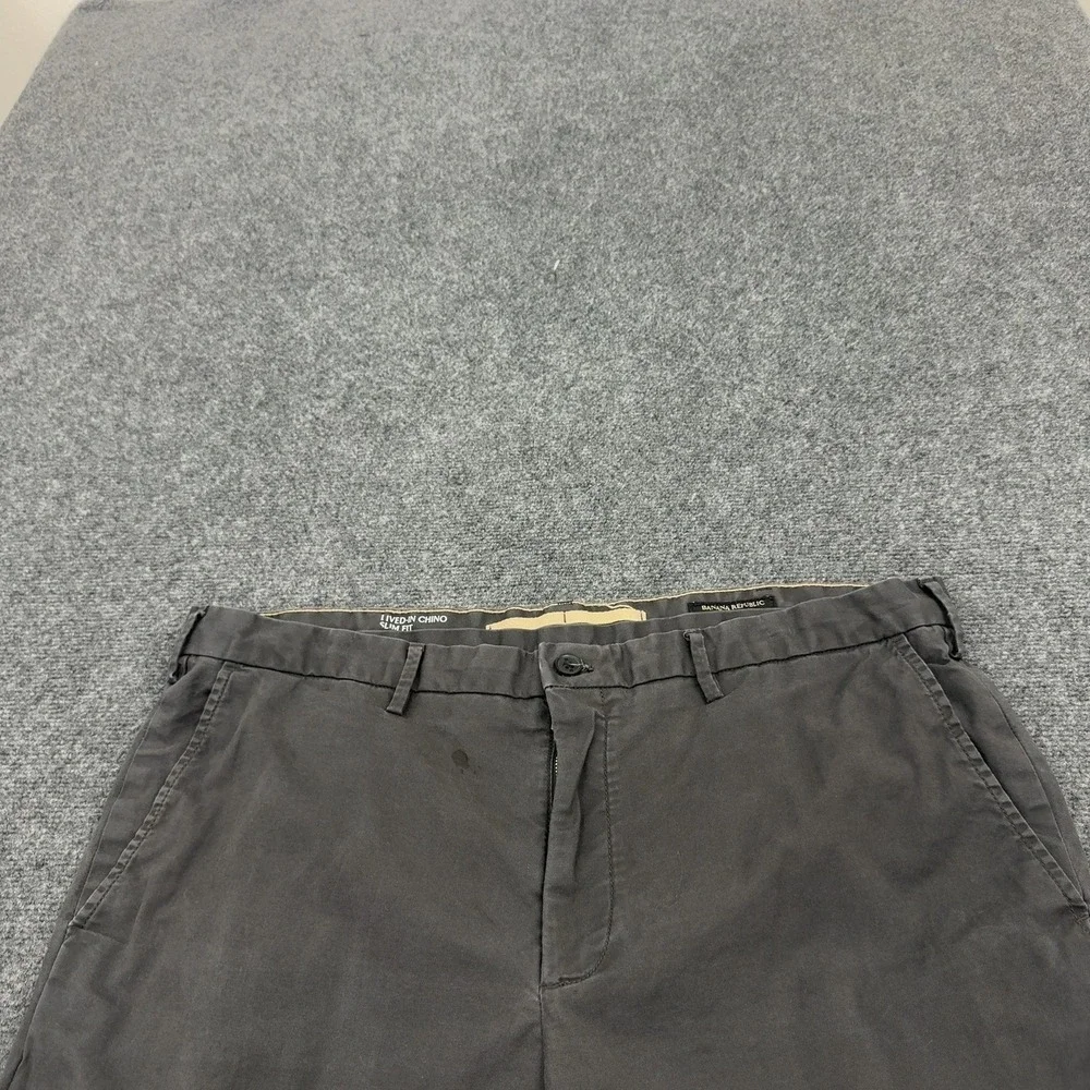 Banana Republic Chino Pants Mens 40x32 Gray Cotton Spandex Slim Fit Casual Style